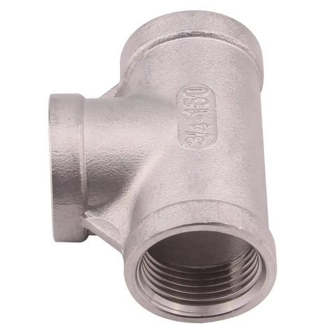 Stainless Steel Tee Fitting Three Quarters Inch NPT Female Three Way Connector SUS304 Cast Pipe Adapter Pack Of Five