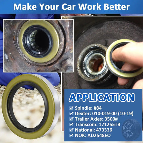 4 Pack Trailer Axle Hub Grease Seals 1.719 I.D. X 2.565 O.D Fits Dexter 01001900, application details shown