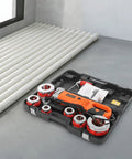 Heavy Duty Electric Pipe Threader 2300W Portable Threading Machine with six dies and PVC pipes ready for use.