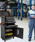 5 Drawer Rolling Tool Chest With High Capacity Adjustable Shelf Lockable Drawers Detachable 2 In 1 Mechanic Tool Box Storage Cabinet On Wheels in a garage workshop