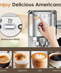 Top Tier 20 Bar Espresso Machine With Quick Heat Milk Frother And Powerhouse 1350W Pump Compact Stainless Steel Coffee Maker with Americano mode.