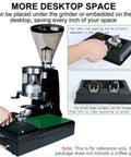 Slick Electric Coffee Puck Knock Box For Zero Hassle Espresso Cleanup Featuring Detachable Grounds Container And Spare Brush Heads with hand placement.