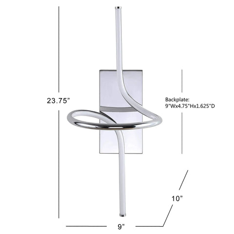 Totally Slick 9 Inch Chrome Modern Minimalist Integrated LED Vanity Light Sconce Dimmable Metal Wall Lamp For Bathroom Mirror