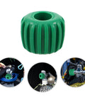 Diving Tank Valve Replacement Knob Stainless Steel Hand Wheel Control Handle for Scuba Gear shown in green color and attached to tanks