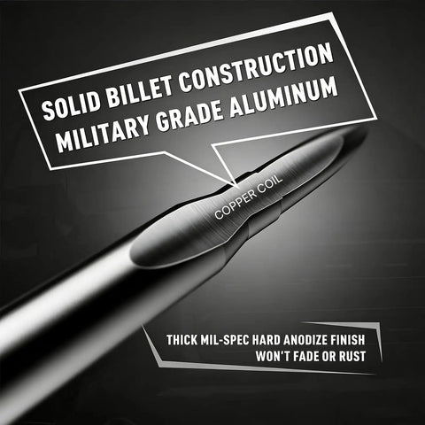 Flag Truck Bullet Antenna With Tire Valve Caps Universal Fit highlighting solid billet aluminum construction and copper coil