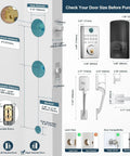 Diagram showing measurements and specifications of the Slick WiFi Smart Deadbolt And Keyless Entry Door Lock.