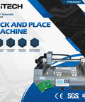 Benchtop SMT Pick And Place Machine With Four Heads And Six Vision Cameras, Ultra Fast Component Placement Up To 12,000 CPH, 350x350mm PCB Size, Vision Guided Precision For LED DIY Projects And Small Batch Production on bench