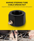 Steering Tube Cable Grease Nut With Seven Eighths Inch Thread for Outboard Hydraulic Steering Systems shown with application.