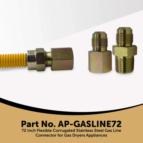 Flexible Stainless Steel Gas Line For Dryer With Connector Kit Half Inch MIP To Half Inch FIP Fittings