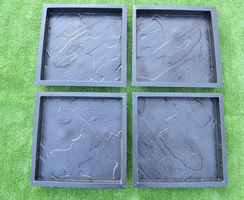 4 Piece Concrete Paving Molds Set For Garden Path And Patio Stones, ABS Plastic Casting Molds For DIY Stone Walkways on grass