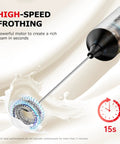 Rechargeable Milk Frother With Stand 3 Speed Handheld Electric Wand Mixer For Matcha Lattes And Cappuccinos dual spring whisk