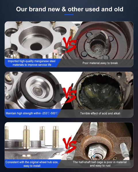 Comparison of new and used Front Left Wheel Hub And Bearing Assembly 515106 With ABS