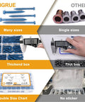 Comparison of Vigrue Heavy Duty Concrete Screws Set 175 Pieces Hex Head Masonry Screws with packaging details and calipers