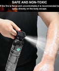 Person using fire extinguisher on skin, showing water-based spray from Three Pack Grab And Go Compact Portable Fire Extinguishers.