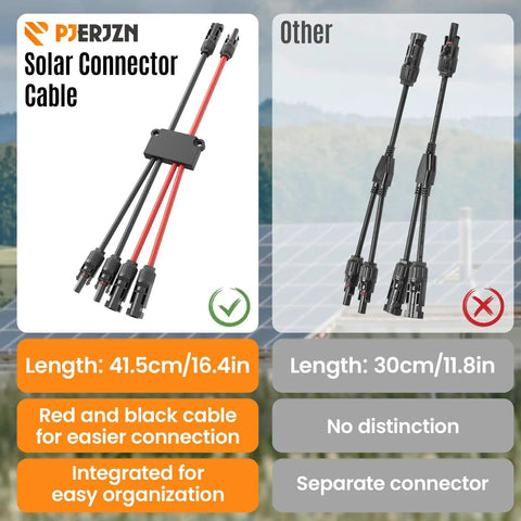 4 To 2 Solar Y Branch Connectors Kit For PV Panels Parallel Wiring Waterproof Wire Plug Tool MF FFMM 2 Pack comparison