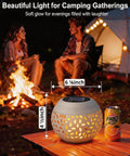 Outdoor Solar Table Lights With Dancing Flickering Flame Dope Style Waterproof White Metal Lantern on camping table