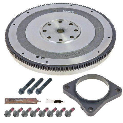 Heavy Duty Built Tough As Nails Rock Solid Clutch Flywheel For 1989 1993 Dodge D250 D350 W250 L6 5.9L Engine Drilled Compatible With Standard Twelve And Thirteen Inch Clutch Kits with bolts and accessories.