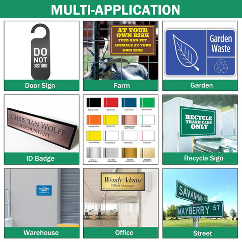 Multi-application uses for 4 Pack Laser Engraving ABS Dual Color Plastic Sheets 12 By 8 Inches for signage and badges