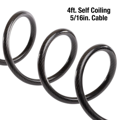 Close-up of coiled braided steel cable for 4 Foot Braided Steel Bike Cable Lock With Four Digit Combination Vinyl Coated Bicycle Lock