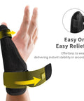 Thumb Spica Splint For Arthritis Pain Relief And Support Fits Left Or Right Hand on model's hand showing fit and ease of use