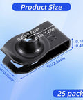 25 Pack Black U Bolt Snap Nuts M6 Metric And Quarter Inch 20 Thread Universal Auto Fender Grill dimensions on blue background
