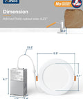 Diagram showing dimensions of Ultra Thin 6 Inch LED Recessed Ceiling Light With Junction Box 6CCT Selectable 2700K To 6000K Dimmable