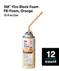 Fire Block FB-Foam Orange Ready-to-Use Fireblocking Draftstop Sealant for Pipes, Wires, Cables and Penetrations in Non-Rated Construction Heat Resistant to 240°F (115°C) 12 fl oz Can.
