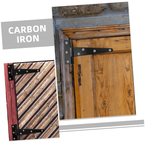 8 Pack 5 Inch Galvanized Black T Type Door Hinges Weld On Detachable Hardware on wooden shed doors