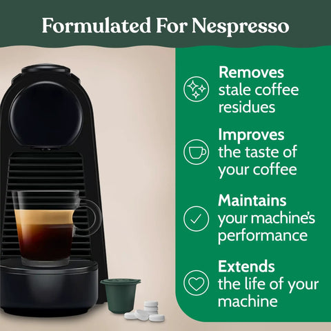Nespresso Cleaning Pods for Deep Clean Remove Old Coffee Residue and Impurities Restore Fresh Flavor Eco Friendly Tablets for Espresso Machines Safe Easy to Use Keeps Your Brew Bold and Smooth Every Time with Nespresso machine and cleaning tablets