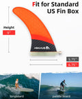9 Inch SUP Center Fin With Cross Screw For Surfboard Stand Up Paddleboard And Longboard Fiberglass Honeycomb Orange Replacement Fin For Dope Maneuverability And Quick Response