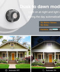 LED Dusk To Dawn Flood Light 80W 8000LM Exterior Security Lighting IP65 Waterproof With 3 Adjustable Heads And Photocell 6500K Floodlight installed on house