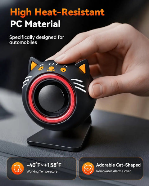 120dB Cat Shaped Car Alarm With Motion Sensor And Red Flashing Light Wireless Remote Anti Theft Device For Cars Trucks SUVs And RVs USB Rechargeable Vehicle Security Alert Lights Upgrade Five Point Zero, black PC material