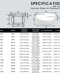 Specifications chart for White 50 Mm Round Hole Plugs Set Of 6 For Flush Snap In Covers And Screw Hole Caps with diagram and sizes