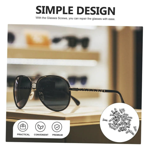 Metal Eyeglasses Repair Screws Kit, Small Replacement Set For Glasses, Sunglasses, And Watches with assorted screws shown.