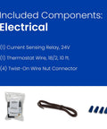 5845 Installation Kit For Whole Home Fan Powered Humidifier With Manual Control Easy DIY Install Compatible With 700M Black Finish USA Made Humidity System Upgrade, electrical components displayed.