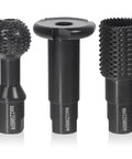 Three black wood carving ball gouge bits with 5/8-11 threads for 4-1/2 and 5 inch angle grinders