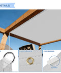 7 By 11 Ft Waterproof Sun Shade Sail With Grommets UV Blocking Breathable Rectangle Canopy In Light Gray on Pergola