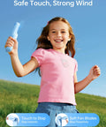 Power Bank Handheld Fan With 4500mAh Battery Folding Personal Fan held by girl outdoors