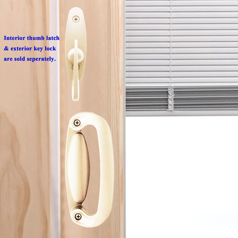Patio Door Dummy Pull Handles Compatible With Tribeca Style OEM 2562033 2573602 2573604 white diecast installed view