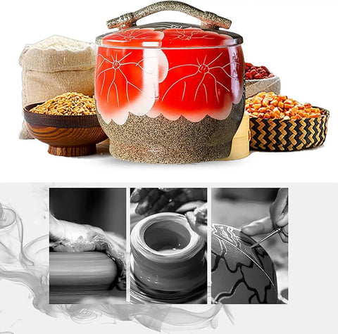 Heavy Duty Ceramic Rice Jar With Tight Porcelain Lid For Flour Sugar And Coffee Beans Classic Kitchen Food Storage Container with grains