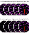 Ten 52mm Bezel oil pressure gauges kit with purple LED, clear lens, silver ring, 0–100 psi for car and truck