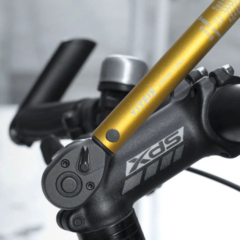 50 Piece Master Bike Torque Wrench Set With One Quarter Inch Drive, 10 To 230 Inch Pound Range installed on bike handlebar