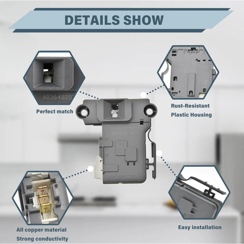 Replacement Washer Door Latch Lock Switch Assembly Fixes Stubborn Doors No Sweat Swap Runs Like A Champ Easy Install For 5304505231, detailed view.
