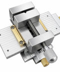 Heavy Duty Precision X Y Cross Slide Table With Vise For Drill Press And Milling, Manual Linear Sliding Stage with adjustable brass and aluminum components.