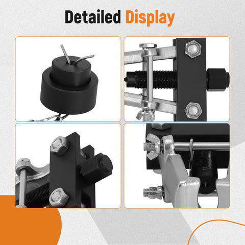Badass Knuckle Buster Pitman Arm Puller With Adjustable Forged Steel Jaws, detailed display showing components for easy auto repair.