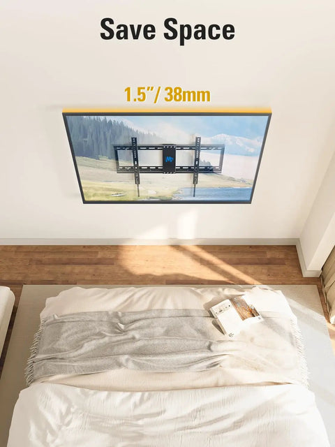 Heavy Duty Tilting TV Wall Mount For 37 To 90 Inch Flat Screens Up To 132 Pounds With Rock Solid Steel Brackets and 1.5 inch profile.