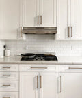 Antique Brass Cabinet Pulls 5 Inch 128mm, 10 Pack Kitchen Cabinet Handles on white kitchen cabinets, vintage style.