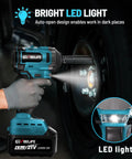 450 Nm Brushless Cordless Impact Wrench One Half Inch Drive With 4.0 Ah Battery And Four Sockets Beast Power For Cars DIY Projects Furniture Lawn Mower Blue with LED light