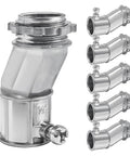 Heavy Duty Zinc Alloy Conduit Adapters With Smart Offset Design For Tricky Tight Spaces Hustle Free Solo Install Slick Half Inch To Half Inch Wire Routing Pack Of Six, showing a half inch zinc conduit connector set.