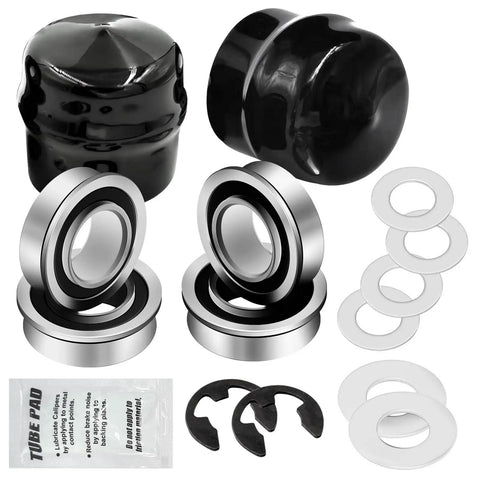 Image of Front Wheel Bushing To Bearing Conversion Kit For Lawn Mowers, including 4 sealed hub bearings and washers